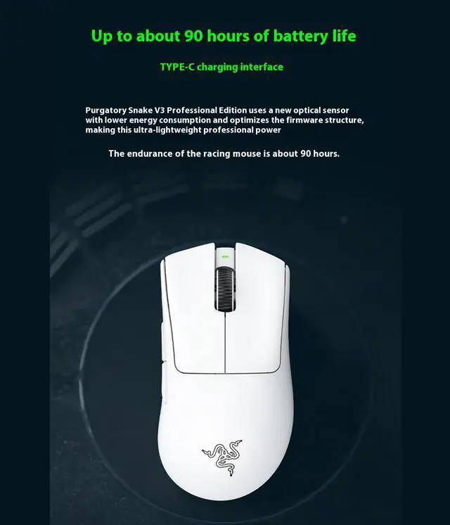 Alt view image 7 of 7 - AULA DeathAdder V3 Pro Gaming Mouse: 63g Ultra Lightweight - Focus Pro 30K Optical Sensor - Fast Optical Switches Gen-3 - HyperSpeed Wireless - 5 Buttons - 90 Hr Battery-30000DPI-white