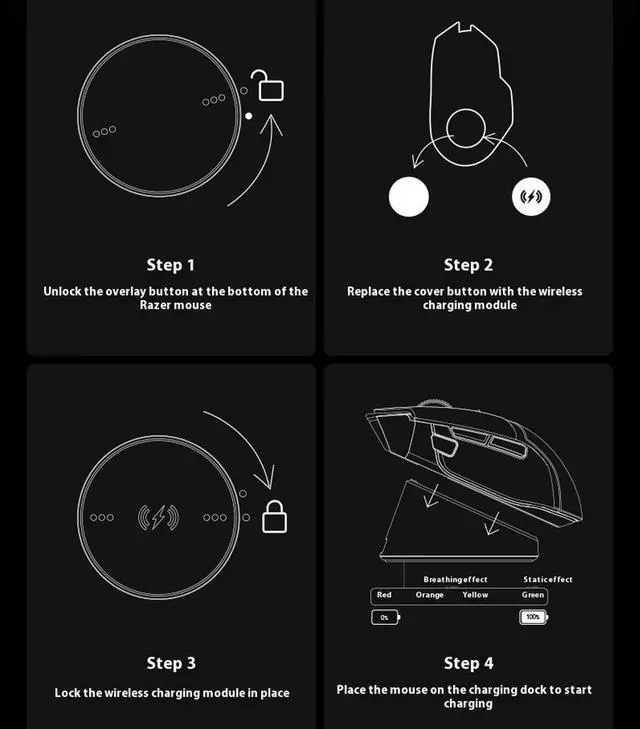 Alt view image 7 of 7 - AULA wireless mouse charging module, Baselisk V3 special magnetic Qi charging accessory, easy to adsorb Instant chargingblack