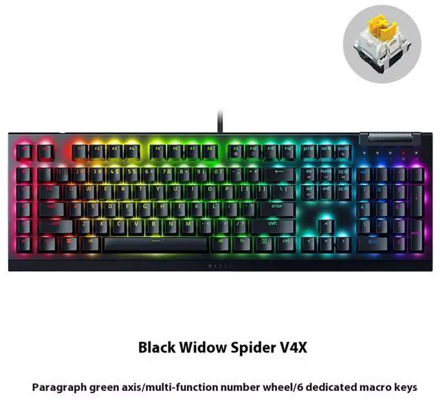 Alt view image 2 of 7 - AULA Black Widow Spider V4X Wired gaming KeyboardSilent - 6 Macro Keys - Chroma RGB - Doubleshot ABS Keycaps - Roller & Media Keys - Snap TapYellow switch,104 Keys Black