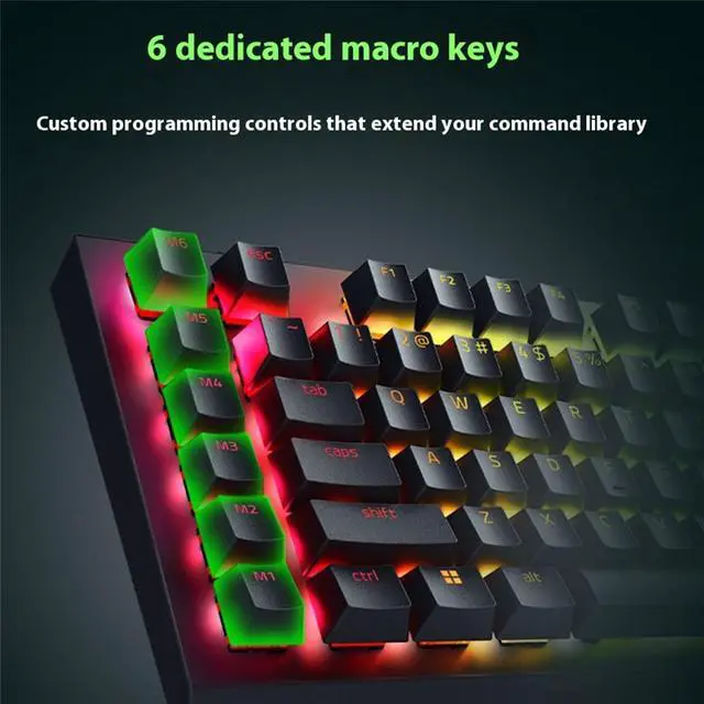 Alt view image 3 of 7 - AULA Black Widow Spider V4X Wired gaming KeyboardSilent - 6 Macro Keys - Chroma RGB - Doubleshot ABS Keycaps - Roller & Media Keys - Snap TapYellow switch,104 Keys Black