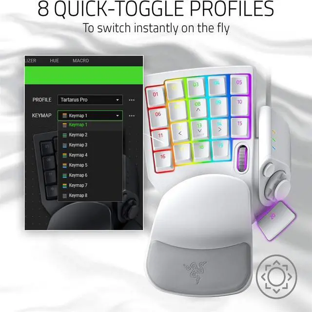Alt view image 6 of 7 - AULA Tartarus Pro Wired Left Hand Keypad, 32 Programmable Keys, 8-Way Thumb Arrow Keys and Scroll Wheel,20 Analog Movement Switches,Macro Pad for PC Gaming, for Windows or Mac Computer,silver