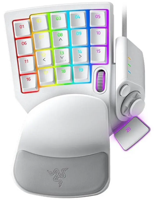 Main image of AULA Tartarus Pro Wired Left Hand Keypad, 32 Programmable Keys, 8-Way Thumb Arrow Keys and Scroll Wheel,20 Analog Movement Switches,Macro Pad for PC Gaming, for Windows or Mac Computer,silver