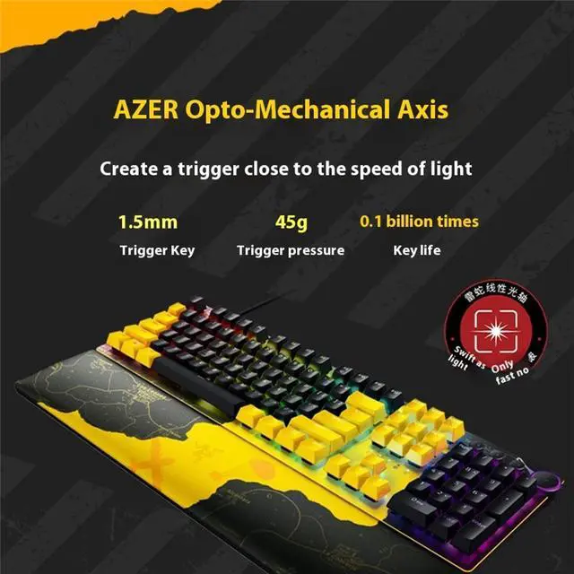 Alt view image 3 of 7 - AULA Huntsman V2 Wired gaming Keyboard,PUBG,Battleground Edition, 8000Hz Polling Rate, Fastest Linear Optical Switches, Magnetic Suction Artificial Leather,Doubleshot PBT Keycaps104 Keysyellow