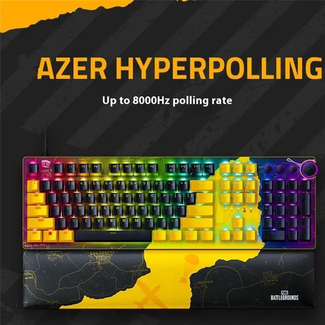 Alt view image 4 of 7 - AULA Huntsman V2 Wired gaming Keyboard,PUBG,Battleground Edition, 8000Hz Polling Rate, Fastest Linear Optical Switches, Magnetic Suction Artificial Leather,Doubleshot PBT Keycaps104 Keysyellow