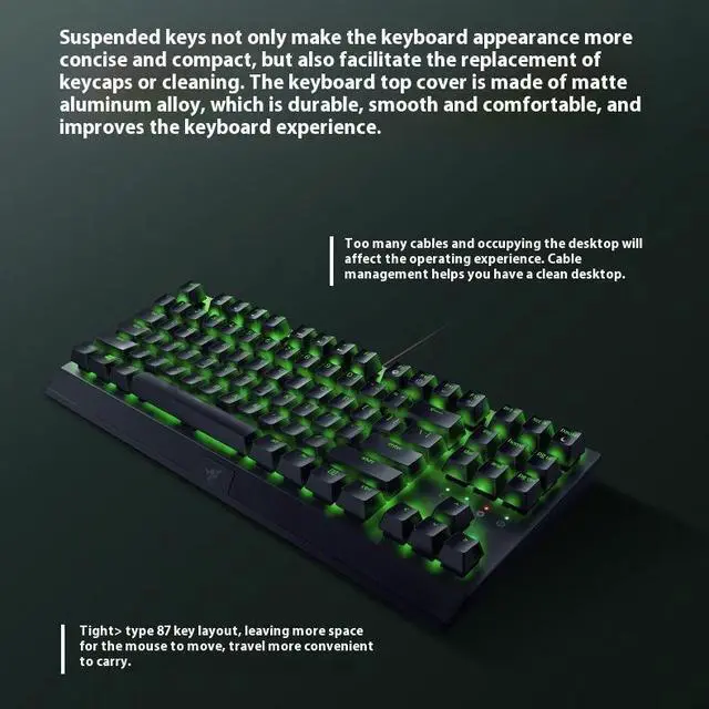 Alt view image 7 of 7 - AULA Black Widow Spider x Mechanical gaming Keyboard, 87 Keys, RBG Backlight, Water and Dust Resistant, For PC/Mac, Windows 10 / 8 / 7 / Mac OS X, 80 Million Keystrokes, Black