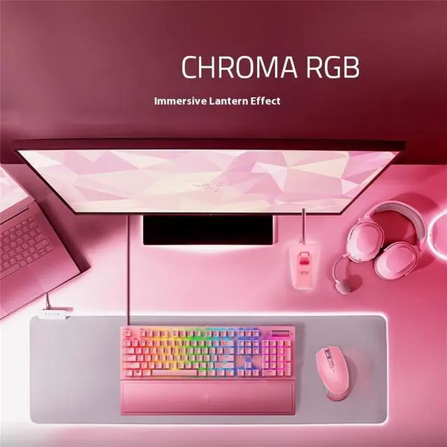 Alt view image 5 of 7 - AULA Black Widow Spider V3 Wired gaming Keyboard, Chroma RGB Lighting, Ergonomic Design, Dual Color Injection Molded ABS Keycaps,green switch104 Keyspink