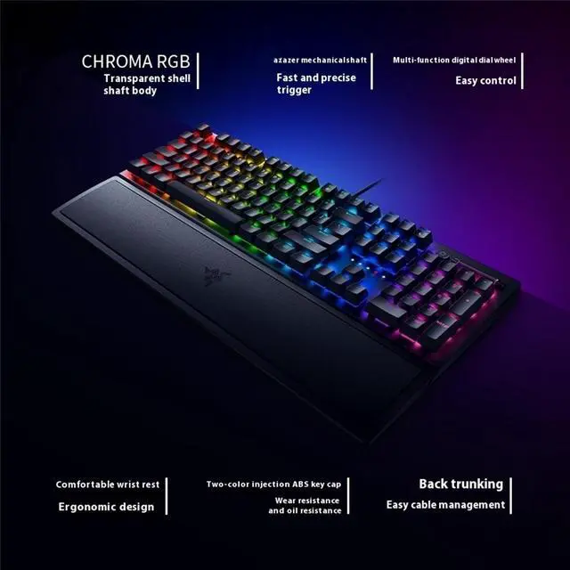 Alt view image 7 of 7 - AULA Black Widow Spider V3 Wired gaming Keyboard, Chroma RGB Lighting, Ergonomic Design, Dual Color Injection Molded ABS Keycaps,green switch104 Keyspink