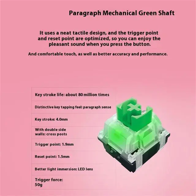 Alt view image 6 of 7 - AULA Black Widow Spider V3 Wired gaming Keyboard, Chroma RGB Lighting, Ergonomic Design, Dual Color Injection Molded ABS Keycaps,green switch104 Keyspink