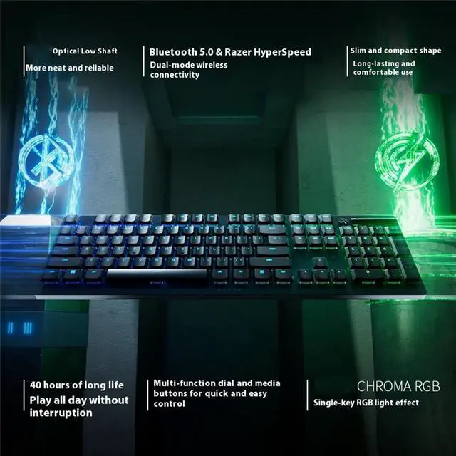 Alt view image 3 of 7 - AULA DeathStalker V2 pro Dual-Mode gaming Keyboard, 40-Hour Battery Life, Laser Etched Craftsmanship,Segmented Optical switch,104 Keys,Low Profile Optical Paragraph light axis,Chroma RGB, Black