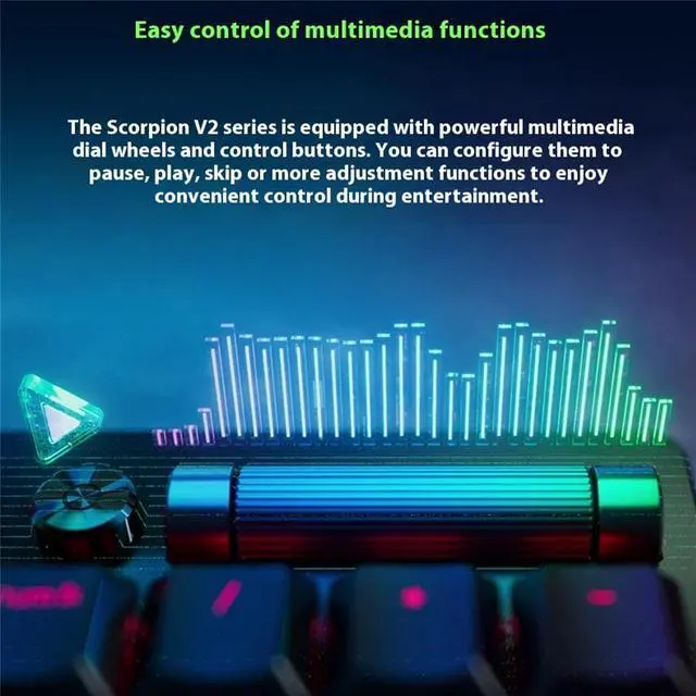 Alt view image 5 of 7 - AULA DeathStalker V2 pro Dual-Mode gaming Keyboard, 40-Hour Battery Life, Laser Etched Craftsmanship,  Segmented Optical switch,104 Keys,Low Profile Optical Switches Linear Red,Chroma RGB, Black