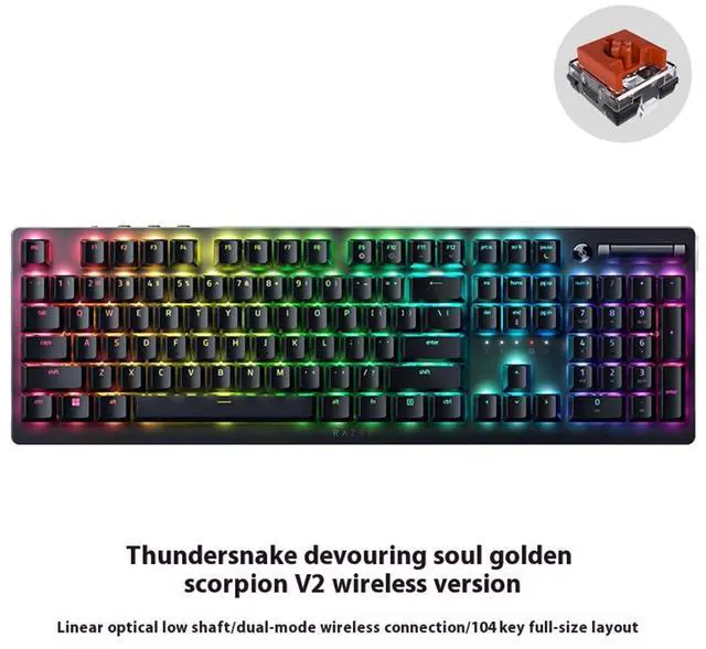 Alt view image 2 of 7 - AULA DeathStalker V2 pro Dual-Mode gaming Keyboard, 40-Hour Battery Life, Laser Etched Craftsmanship,  Segmented Optical switch,104 Keys,Low Profile Optical Switches Linear Red,Chroma RGB, Black