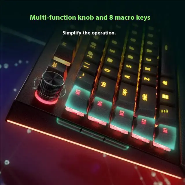 Alt view image 4 of 7 - AULA Black Widow Spider V4 Pro Wired gaming KeyboardCommand DialChroma RGBMagnetic Wrist Rest, Snap Tap, 8 Customizable Keys, Sound Scroll Wheel DesignYellow switch, 104 KeysBlack