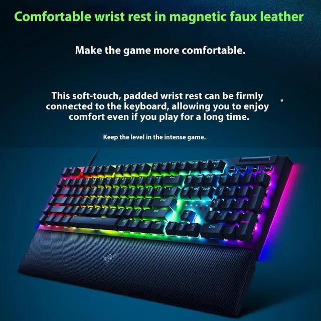 Alt view image 5 of 7 - AULA Black Widow Spider V4 Wired gaming KeyboardChroma RGB - 6 Macro Keys - Magnetic Wrist Rest - Doubleshot ABS Keycaps - Roller & Media Keys - Snap TapYellow switch, 104 KeysBlack