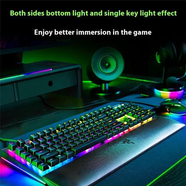 Alt view image 4 of 7 - AULA Black Widow Spider V4 Wired gaming KeyboardChroma RGB - 6 Macro Keys - Magnetic Wrist Rest - Doubleshot ABS Keycaps - Roller & Media Keys - Snap TapYellow switch, 104 KeysBlack