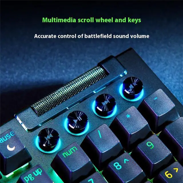 Alt view image 3 of 7 - AULA Black Widow Spider V4 Wired gaming KeyboardChroma RGB - 6 Macro Keys - Magnetic Wrist Rest - Doubleshot ABS Keycaps - Roller & Media Keys - Snap TapYellow switch, 104 KeysBlack