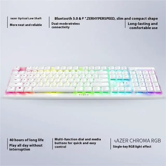 Alt view image 3 of 7 - AULA DeathStalker V2 pro Dual-Mode gaming Keyboard, 40-Hour Battery Life, Laser Etched Craftsmanship,Segmented Optical switch,104 Keys,Low Profile Optical Paragraph light axis,Chroma RGB, white