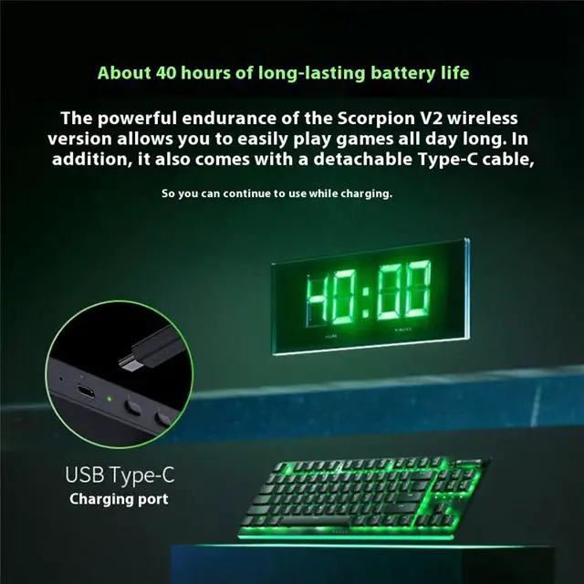 Alt view image 6 of 7 - AULA DeathStalker V2 pro TKL Dual-Mode gaming Keyboard, 40-Hour Battery Life, Laser Etched Craftsmanship, Low-Profile Optical Switches-Linear Red, 87 Keys,for Mac or Windows PC Gaming Computers, Black