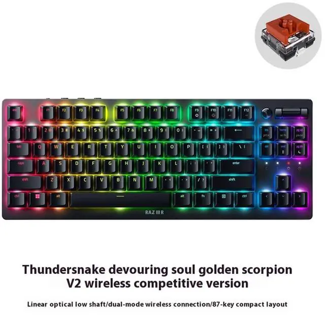 Alt view image 2 of 7 - AULA DeathStalker V2 pro TKL Dual-Mode gaming Keyboard, 40-Hour Battery Life, Laser Etched Craftsmanship, Low-Profile Optical Switches-Linear Red, 87 Keys,for Mac or Windows PC Gaming Computers, Black