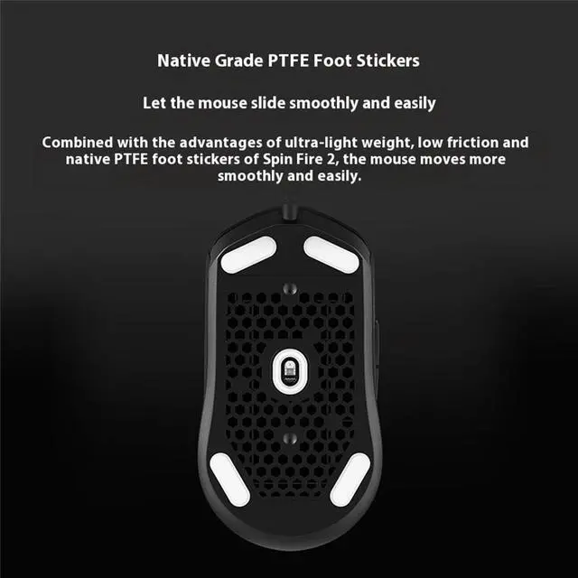 Alt view image 3 of 7 - HyperX Spinfire 2 Wired Gaming Mouse, 8000Hz Response Rate, 26000DPI, HyperX 26K Sensor, 5 Buttons, Lightweight Design, PTFE Feet Stickers, Anti-slip Stickers, Macro Command Support, Black