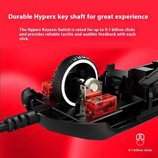 Alt view image 2 of 7 - HyperX Spinfire 2 Wired Gaming Mouse, 8000Hz Response Rate, 26000DPI, HyperX 26K Sensor, 5 Buttons, Lightweight Design, PTFE Feet Stickers, Anti-slip Stickers, Macro Command Support, Black
