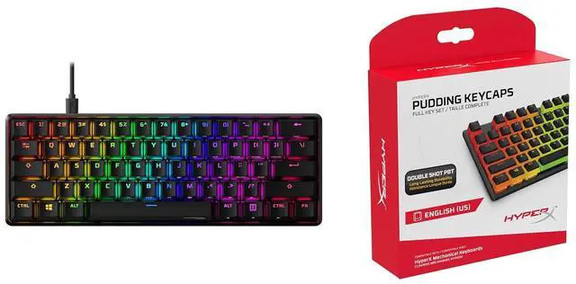 Alt view image 4 of 7 - HyperX Alloy Origins 60 - Mechanical Gaming Keyboard - Ultra Compact 60% Form Factor - Tactile Aqua Switch - Double Shot PBT Keycaps - RGB LED Backlit -HyperX Red Linear, Black