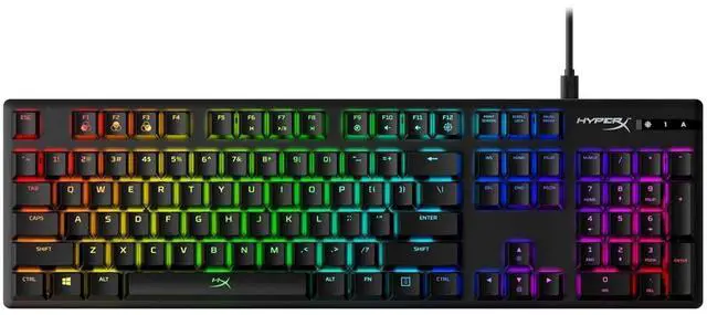 Main image of HyperX Alloy Origins 104-Key Gaming Keyboard, Full Size Wired Mechanical Keyboard, Compact Form Factor, RGB LED Backlighting, 8000HZ, Hot Swappable, Linear HyperX ice Axis, Black