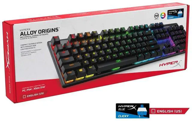 Alt view image 6 of 7 - HyperX Alloy Origins 104-Key Gaming Keyboard, Full Size Wired Mechanical Keyboard, Compact Form Factor, RGB LED Backlighting, 8000HZ, Hot Swappable, Linear HyperX ice Axis, Black