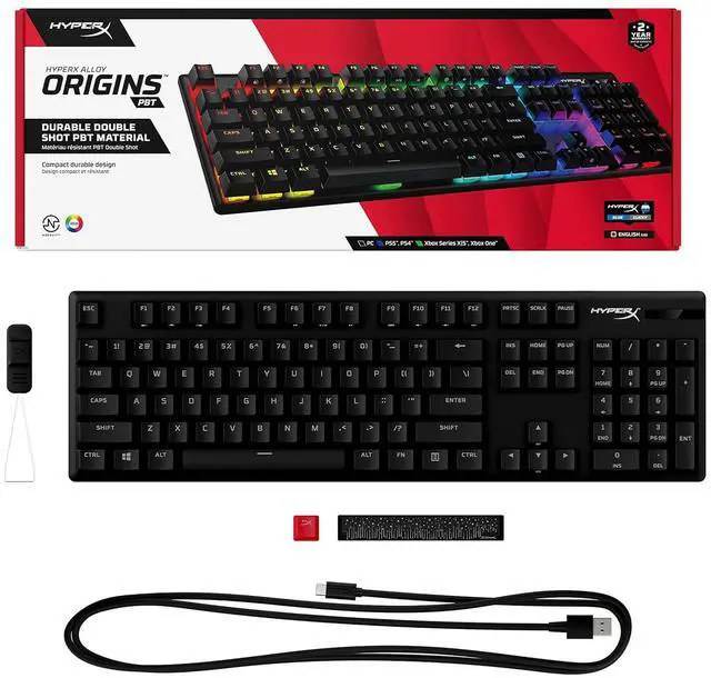 Alt view image 5 of 7 - HyperX Alloy Origins 104-Key Gaming Keyboard, Full Size Wired Mechanical Keyboard, Compact Form Factor, RGB LED Backlighting, 8000HZ, Hot Swappable, Linear HyperX ice Axis, Black