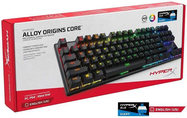 Alt view image 7 of 7 - HyperX Alloy Origins Core 87-key TKL Gaming Mechanical Keyboard, RGB Phantom Colours, Compact, Metal Frame, Compact and Efficient, Hot Swappable, Linear HyperX ice Axis, Black