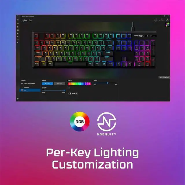 Alt view image 7 of 7 - HyperX Alloy Origins 104-Key PBT Version Gaming Keyboard, Full Size Wired Mechanical Keyboard, Compact Form Factor, RGB LED Backlighting, 8000HZ, Hot Swappable, Linear HyperX ice Axis, Black