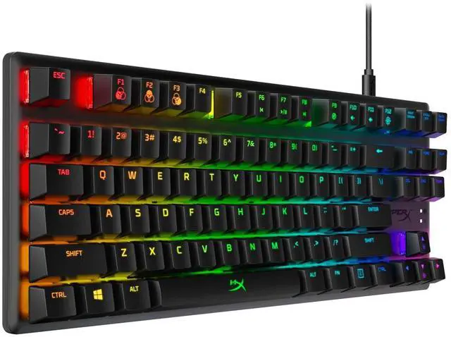Alt view image 2 of 7 - HyperX Alloy Origins Core 87-key TKL Gaming Mechanical Keyboard, RGB Phantom Colours, Compact, Metal Frame, Compact and Efficient, Hot Swappable, Linear HyperX water  Axis, Black