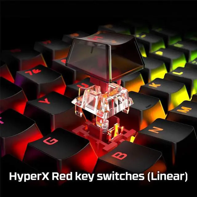 Alt view image 5 of 7 - HyperX Alloy Origins 65 - Mechanical Gaming Keyboard  Compact 65% Form Factor - Tactile Aqua Switch - Double Shot PBT Keycaps - RGB LED BacklitPersonalised KeycapsHyperX Fire Axis, black