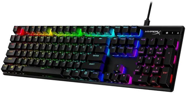 Alt view image 2 of 7 - HyperX Alloy Origins 104-Key PBT Version Gaming Keyboard, Full Size Wired Mechanical Keyboard, Compact Form Factor, RGB LED Backlighting, 8000HZ, Hot Swappable, Linear HyperX Fire Axis, Black