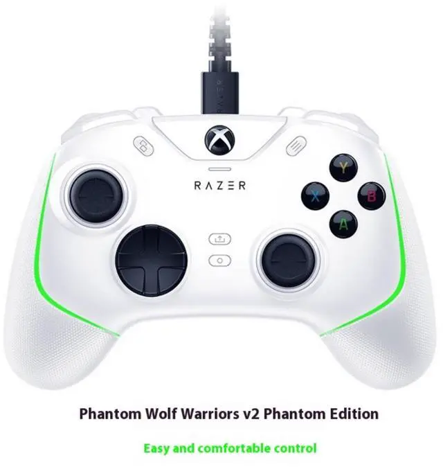 Alt view image 2 of 7 - AULA Wolverine V2 Chroma Wired Gaming Pro Controller for Xbox Series, Xbox One, PC: RGB Lighting - Remappable Buttons & Triggers - Mecha-Tactile Buttons & D-Pad - Trigger Stop- White