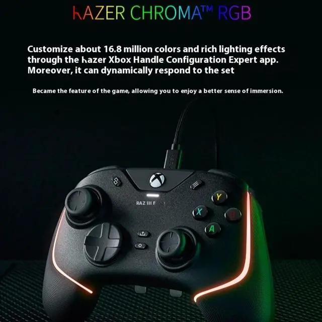 Alt view image 4 of 7 - AULA Wolverine V2 Chroma Wired Gaming Pro Controller for Xbox Series, Xbox One, PC: RGB Lighting - Remappable Buttons & Triggers - Mecha-Tactile Buttons & D-Pad - Trigger Stop- White