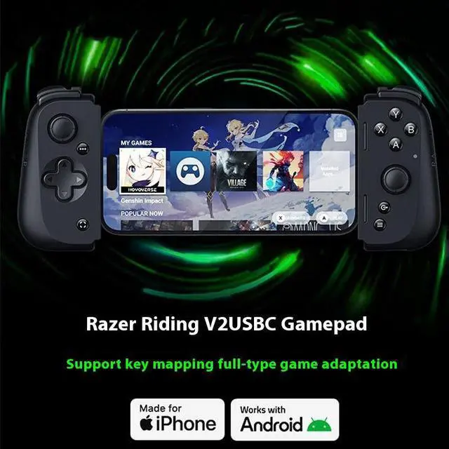 Alt view image 3 of 7 - AULA  Kishi V2 wired Gaming Controller for Android & iPhone 15 Series (USB C): Console Quality Controls - Stream PC, Xbox, Play Games on Phone- Passthrough Charging - Virtual Controller