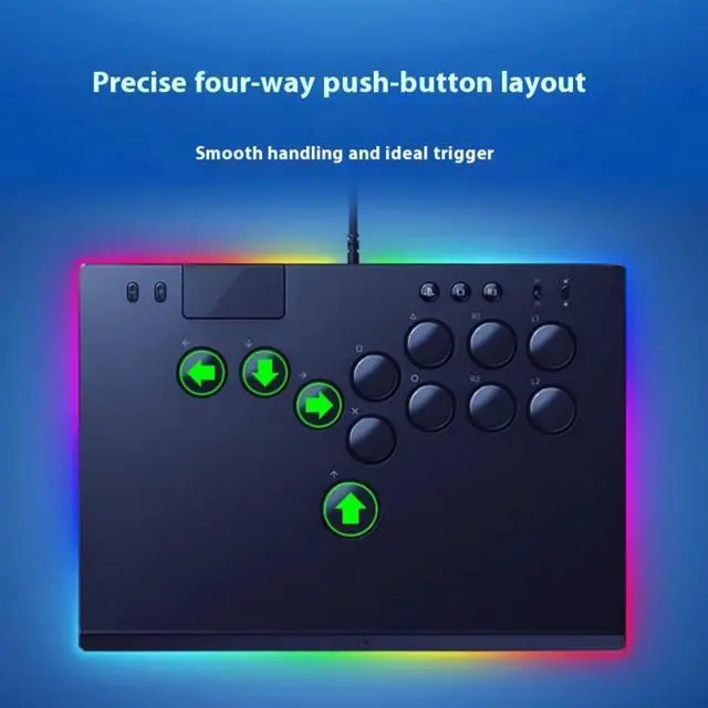 Alt view image 5 of 7 - AULA Kitsune All-Button Arcade wired Controller & Street Fighter Chun-Li Vinyl Skin Bundle: For PS5 /  & PC - Low-Profile Optical Switches - Slim- Chroma RGB - Full Top Plate Wrap