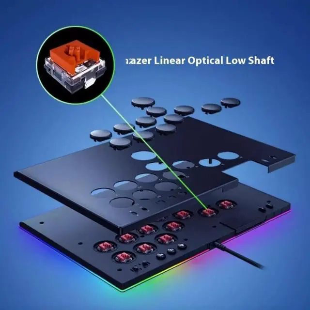 Alt view image 6 of 7 - AULA Kitsune All-Button Arcade wired Controller & Street Fighter Chun-Li Vinyl Skin Bundle: For PS5 /  & PC - Low-Profile Optical Switches - Slim- Chroma RGB - Full Top Plate Wrap