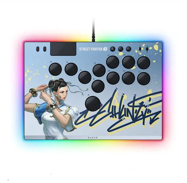 Main image of AULA Kitsune All-Button Arcade wired Controller & Street Fighter Chun-Li Vinyl Skin Bundle: For PS5 /  & PC - Low-Profile Optical Switches - Slim- Chroma RGB - Full Top Plate Wrap