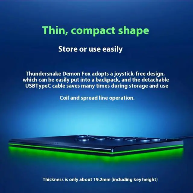 Alt view image 7 of 7 - AULA Kitsune All-Button Arcade wired Controller & Street Fighter Chun-Li Vinyl Skin Bundle: For PS5 /  & PC - Low-Profile Optical Switches - Slim- Chroma RGB - Full Top Plate Wrap