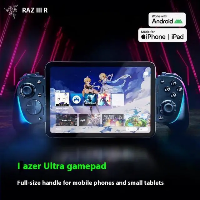 Alt view image 3 of 7 - AULA Kishi Ultra wired Gaming Controller for Android, iPhone 15 & 16 Series, iPad Mini (USB C): Pro Controls - Ergonomic Design - Stream PC, Xbox, PS5 Games on Mobile, Phone, Tablet - Chroma RGB