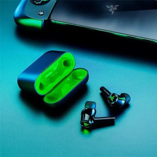 Alt view image 4 of 7 - AULA  Hammerhead HyperSpeed Wireless Multi-Platform Gaming Earbuds for Xbox Series X|S, Xbox One, PC, Mobile: ANC - Noise Cancelling Mic - Bluetooth 5.2 - RGB Chroma - 30 Hr Battery,black