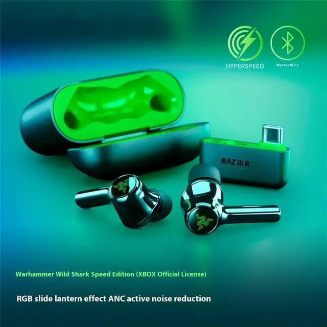 Alt view image 3 of 7 - AULA  Hammerhead HyperSpeed Wireless Multi-Platform Gaming Earbuds for Xbox Series X|S, Xbox One, PC, Mobile: ANC - Noise Cancelling Mic - Bluetooth 5.2 - RGB Chroma - 30 Hr Battery,black