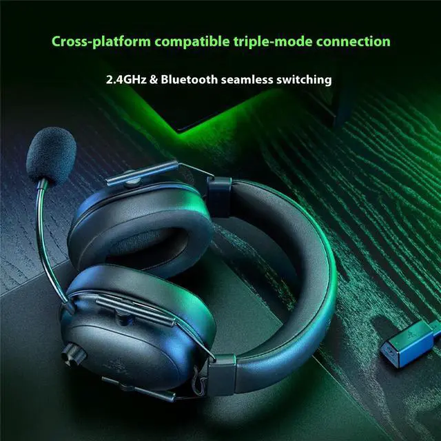 Alt view image 6 of 7 - AULA Soul Eater Shark V2 Extreme wireless Gaming Headset , THX Spatial Audio - Bendable Mic - 50mm Drivers - 2.4GHz, Bluetooth or USB - 70 Hr Battery w/USB Type C Chargingblack