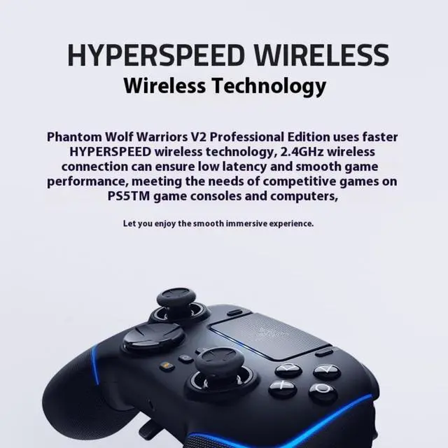 Alt view image 7 of 7 - AULA Wolverine V2 Pro Wireless Gaming Controller for PS5 PC: HyperSpeed Wireless -Tactile Action Buttons - 8-Way Microswitch D-Pad - 6 Remappable Buttons - Chroma RGB - Black