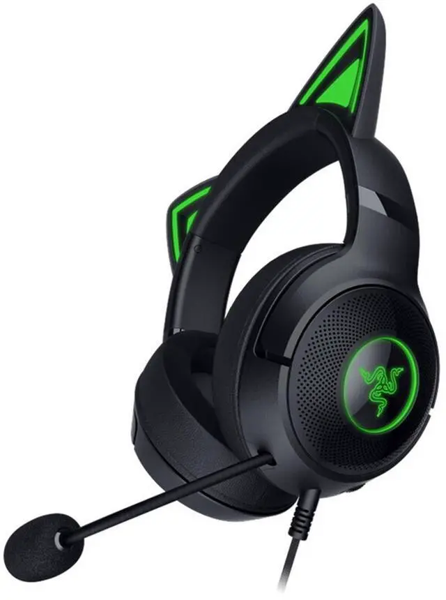 Alt view image 2 of 7 - AULA Cute Cat Edition Wired Gaming Headset with Microphone,usb link, 7.1 stereo, noise-canceling headphones,Compatible with devices with USB ports,Black