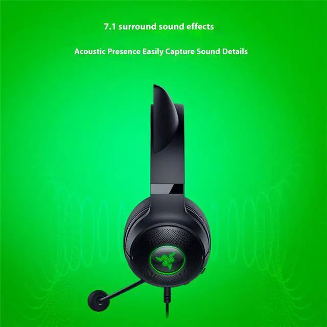 Alt view image 5 of 7 - AULA Cute Cat Edition Wired Gaming Headset with Microphone,usb link, 7.1 stereo, noise-canceling headphones,Compatible with devices with USB ports,Black