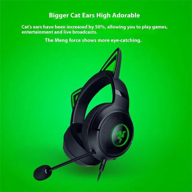 Alt view image 4 of 7 - AULA Cute Cat Edition Wired Gaming Headset with Microphone,usb link, 7.1 stereo, noise-canceling headphones,Compatible with devices with USB ports,Black
