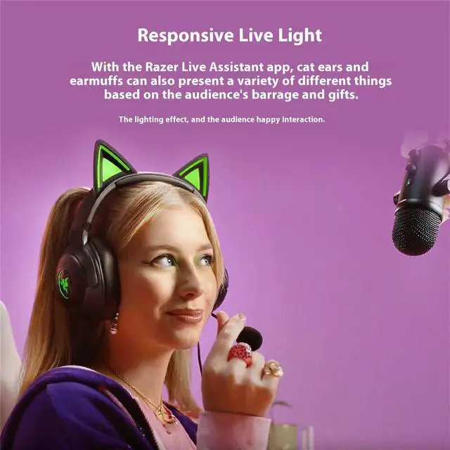 Alt view image 7 of 7 - AULA Cute Cat Edition Wired Gaming Headset with Microphone,usb link, 7.1 stereo, noise-canceling headphones,Compatible with devices with USB ports,Black