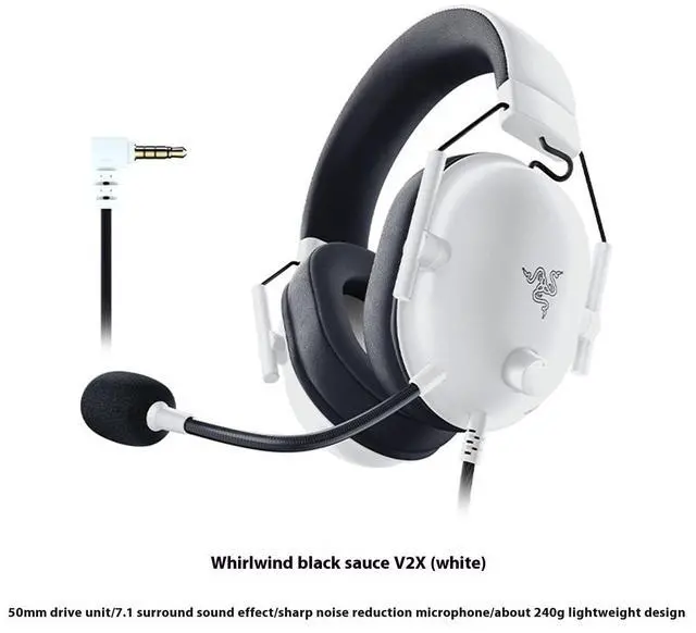 Alt view image 3 of 7 - AULA BlackSharkV2X Wired Gaming Headset, THX 7.1 Spatial Surround Sound,50mm Drivers,Detachable Mic,for PC, PS4, PS5, Switch, Xbox One, Xbox Series X|S,3.5mm Audio Jack & USB DAC ,white